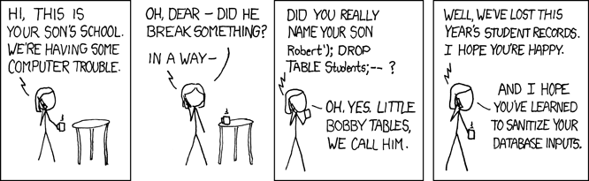 xkcd comic on sql injection