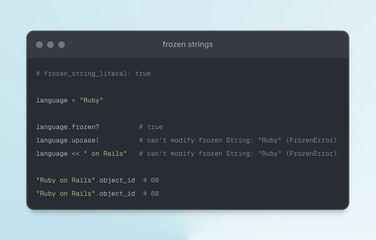 What does frozen_string_literal do in Ruby?